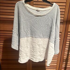Hem & Thread Two-Tone Gray and Cream Top